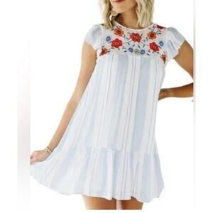 By The River Smock Dress Large Cottage Core Baby Doll Boho Prairie Anthropologie